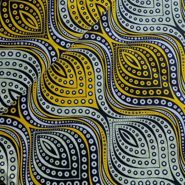 Afrikanischer Wax Print Stoff Baumwolle YELLOW DIAMONDS